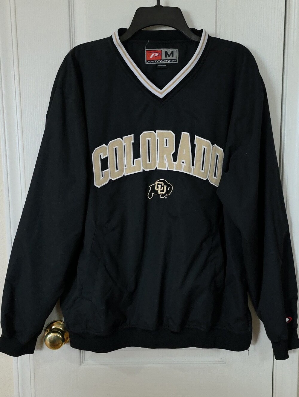 Colorado CU Buffaloes Pullover Windbeaker Jacket, Gold Colorado Logo, Mens  Sz M